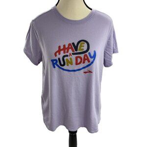 Brooks Womens L Purple Have A Run Day Graphic Short Sleeve Athletic T Shirt